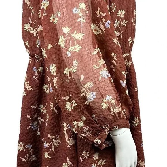 🔥 Host Pick 🔥Madewell brown print Norma Rae dress with small flowers - Picture 9 of 11